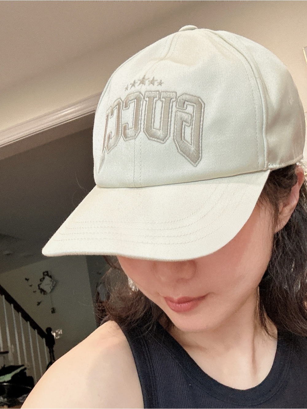 New Gucci Embroidered Logo Sz M/58CM Baseball Cap Cotton